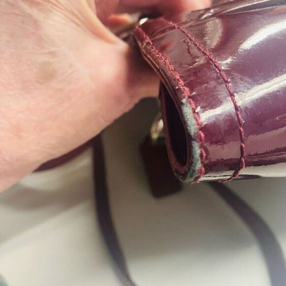 COACH F12838 Burgundy Patent Leather Tote Shoulder Bag SEE DESCRIPTION Vintage - Picture 8 of 14